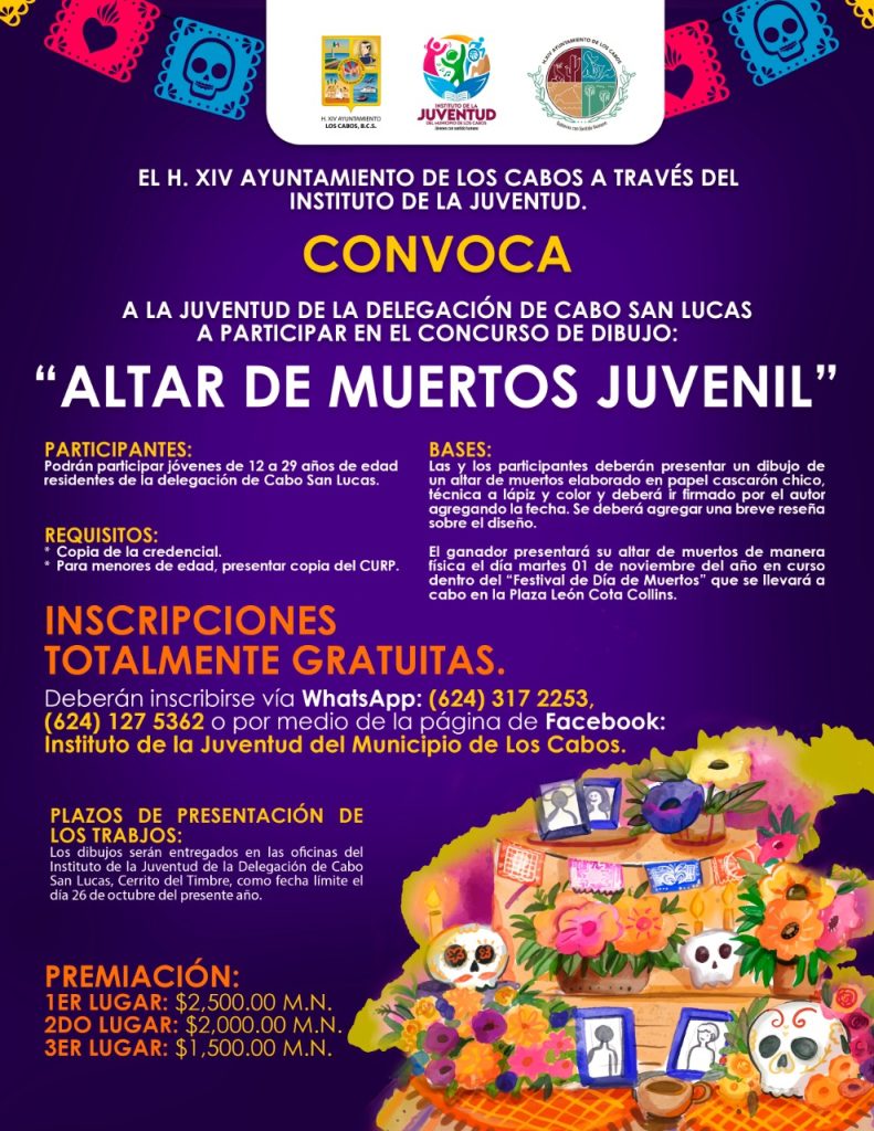 Participa en el Concurso de Dibujo de Altar de Muertos del INJUVE Los Cabos  | H. XIV Ayuntamiento de Los Cabos