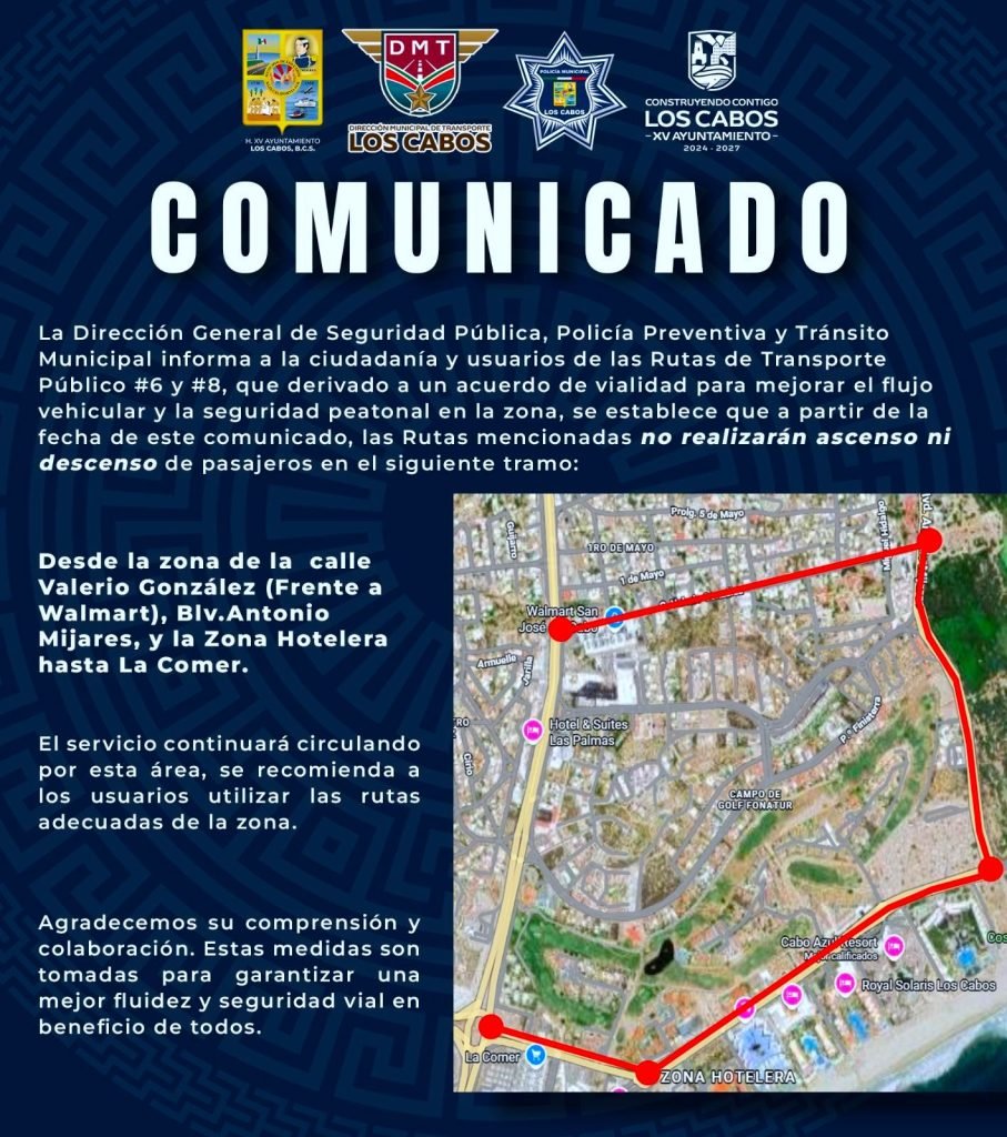 NUEVAS DISPOSICIONES EN RUTAS DEL TRANSPORTE