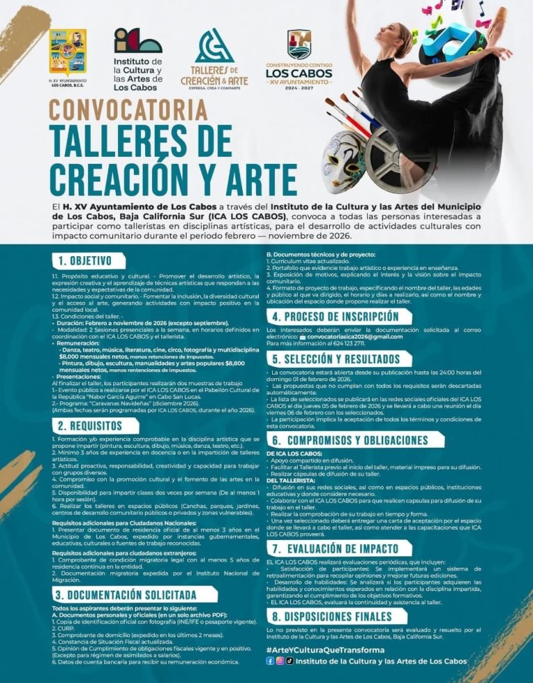 Invitan a participar en la Convocatoria de Talleres de Creación y Arte ...